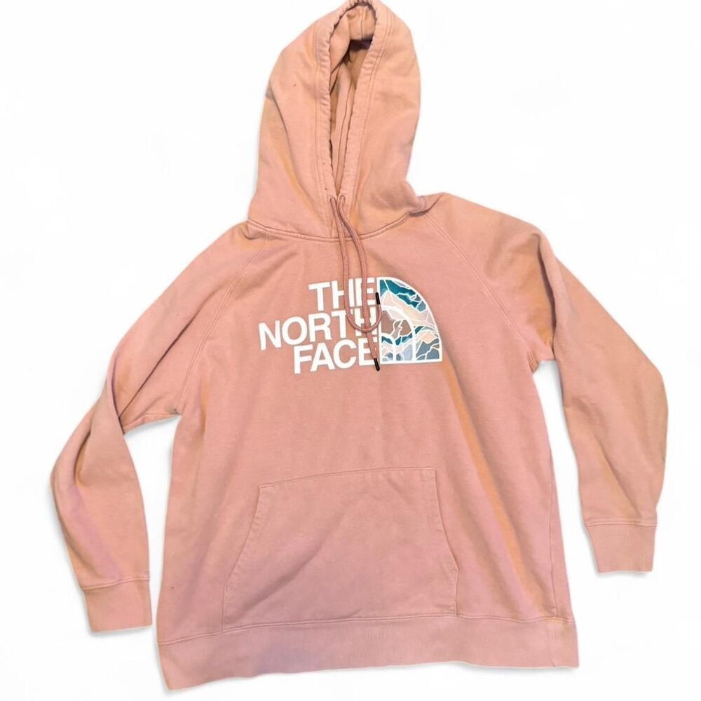 The North Face Women’s XL Graphic Logo Hoodie Pink Pullover Sweatshirt Outdoor
